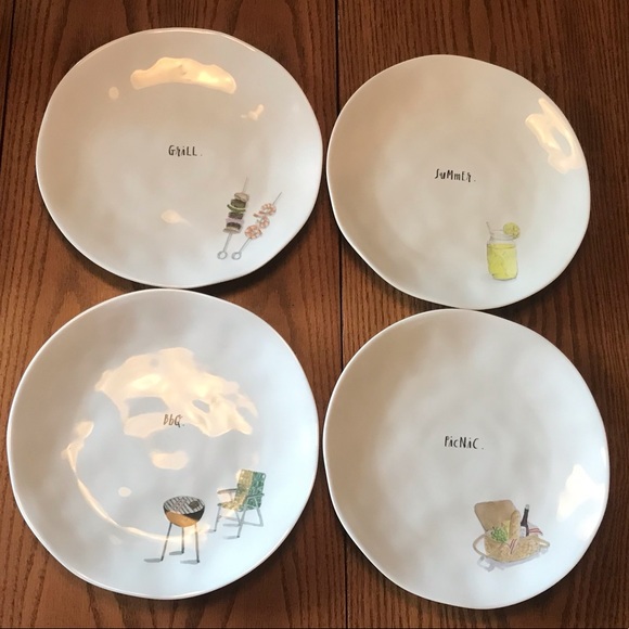 Rae Dunn Picnic Time Melamine Plates (4) 10"